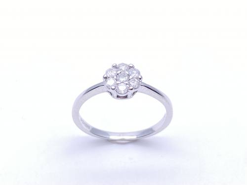 9ct White Gold Diamond Cluster Ring