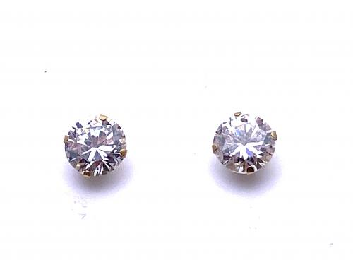 9ct Yellow Gold CZ Solitaire Earrings