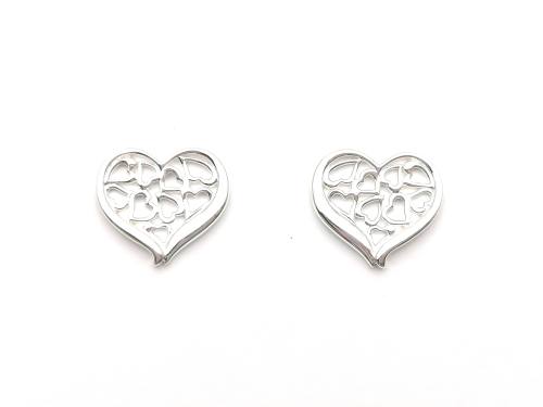 Silver Stud Heart Shaped Earrings
