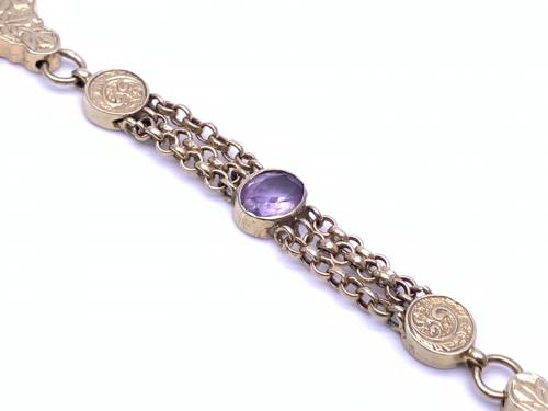 9ct Yellow Gold Amethyst Dress Bracelet