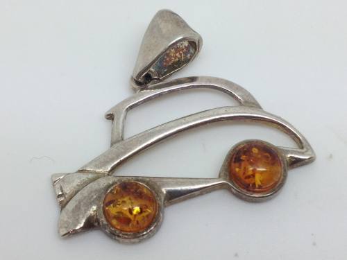 Amber Car Pendant 25x28mm