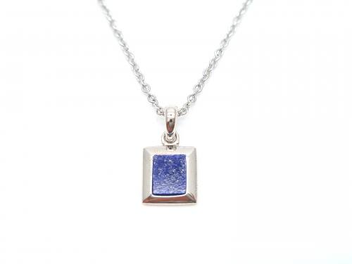 Silver Lapis Lazuli Square Pendant & Chain