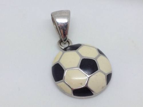 Silver Enamel Football Charm