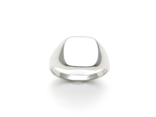 Silver Plain Cushion Cut Signet Ring