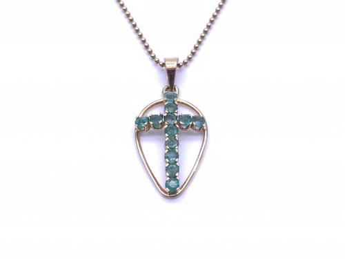 18ct Emerald Cross Pendant & Chain