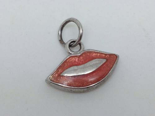 Silver Painted Lips Charm