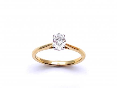 18ct Oval Diamond Solitaire Ring 0.50ct