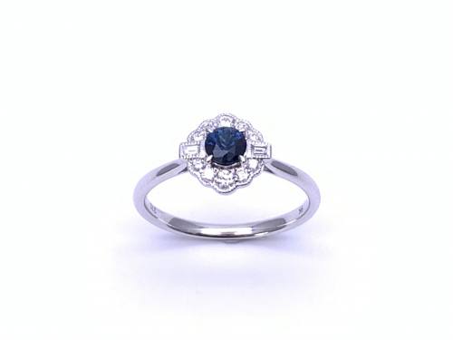 9ct White Gold Sapphire & Diamond Cluster Ring