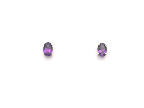 9ct Yellow Gold Amethyst Stud Earrings