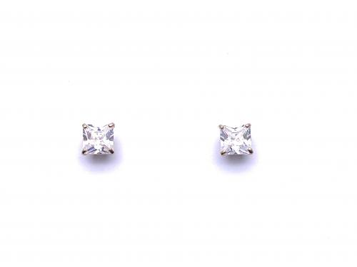 9ct Yellow Gold Square CZ Stud Earrings 5mm