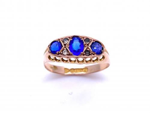 9ct Synthetic Sapphire Ring Chester 1918