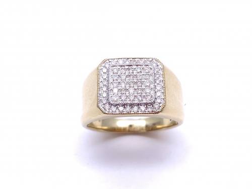 9ct Yellow Gold Diamond Signet Ring 0.58ct