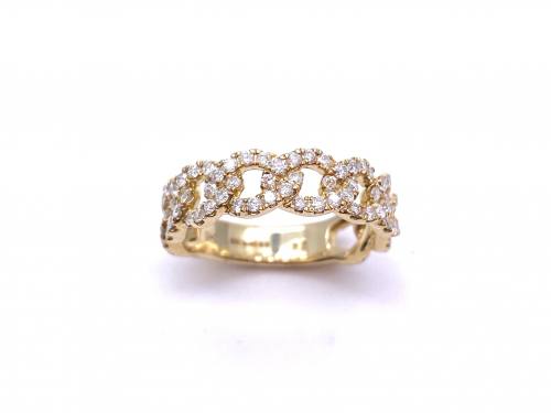 9ct Yellow Gold Diamond Curb Ring 0.95ct