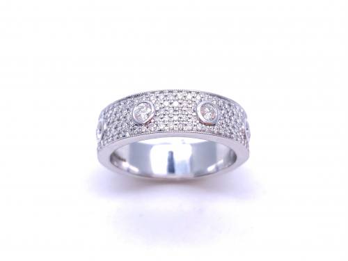 9ct White Gold Diamond Pave Ring 0.74ct