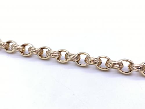 9ct Yellow Gold Engraved Belcher Bracelet 7 inch