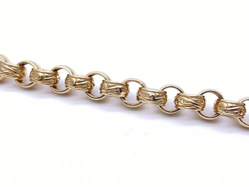 9ct Yellow Gold Engraved Belcher Bracelet 7 inch