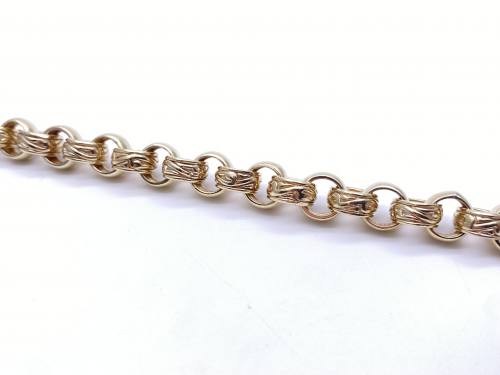 9ct Yellow Gold Engraved Belcher Bracelet 9 inch