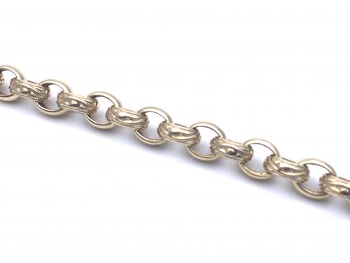 9ct Yellow Gold Engraved Belcher Bracelet 9 inch