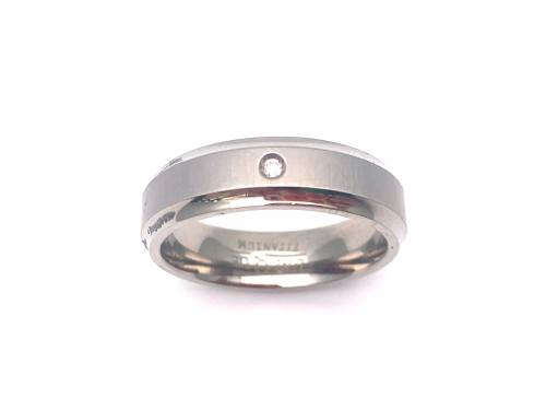 Titanium Band Ring With Diamond 0.02ct