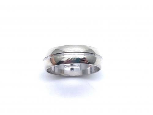 9ct White Gold Patterned Wedding Ring