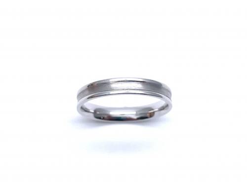 18ct White Gold Brushed Wedding Ring