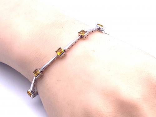 18ct White Gold Citrine Bracelet 7 1/2