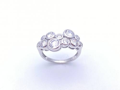 9ct White Gold CZ Cluster Ring