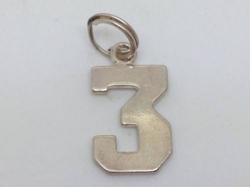 Silver Number 3 Charm