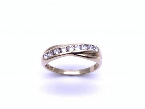 9ct CZ Crossover Ring