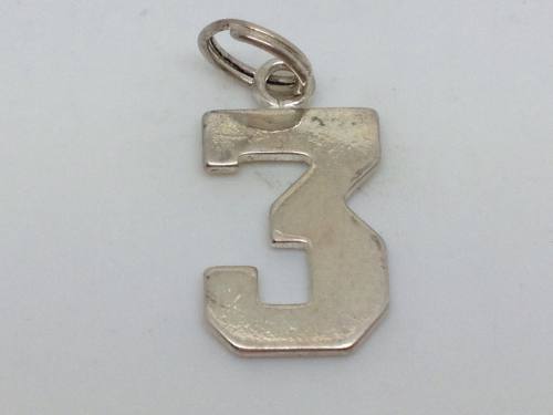 Silver Number3 Charm