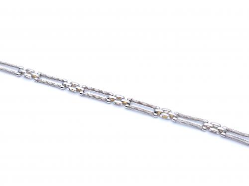 14ct White Gold Bar Link Bracelet