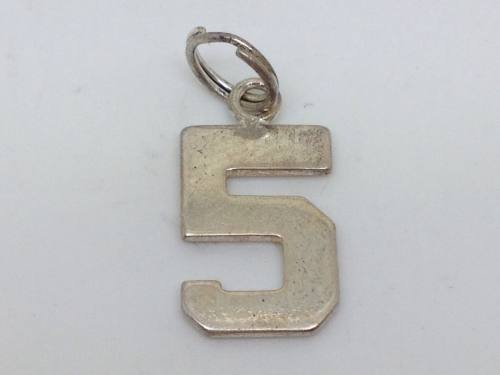Silver Number 5 Charm