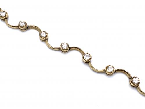 9ct Yellow Gold CZ Bracelet 8 1/2 Inch