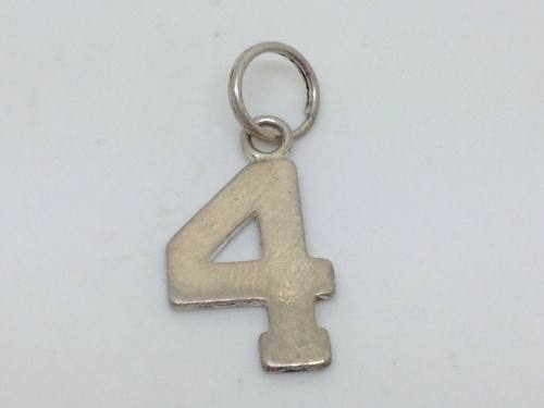 Silver Number 4 Charm
