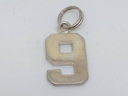 Silver Number 9 Charm