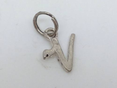 Silver Initial V Charm