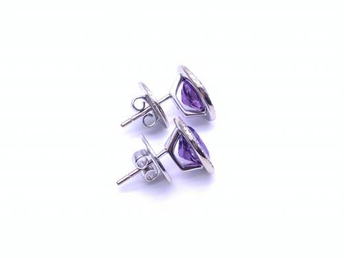 18ct Amethyst & Diamond Halo Earrings