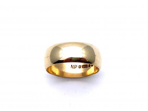 9ct Plain D Shaped Wedding Ring 7mm
