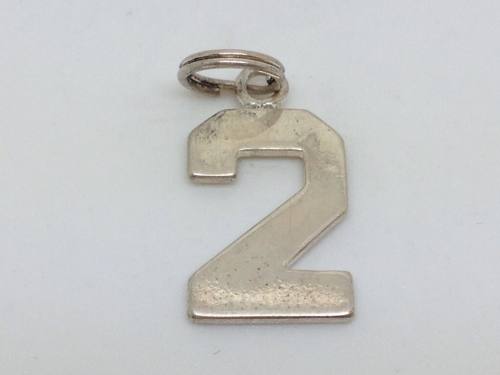 Silver Number 2 Charm