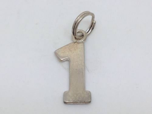 Silver Number 1 Charm