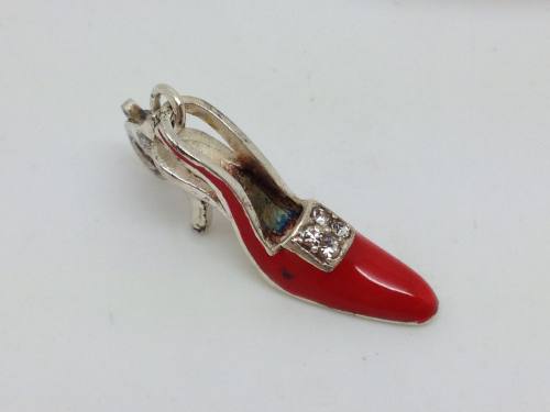 Silver Red Shoe Charm