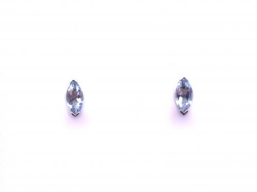 9ct White Gold Aquamarine Marquise Stud Earrings