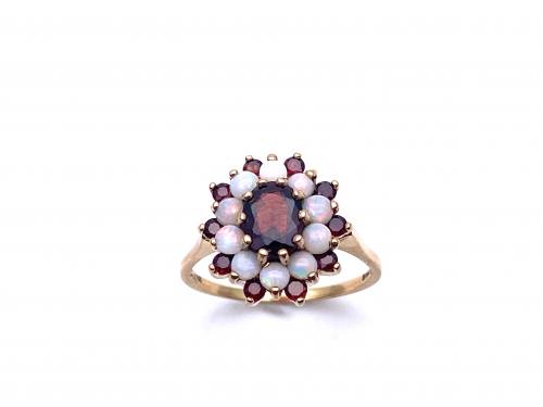 9ct Garnet & Opal Cluster Ring