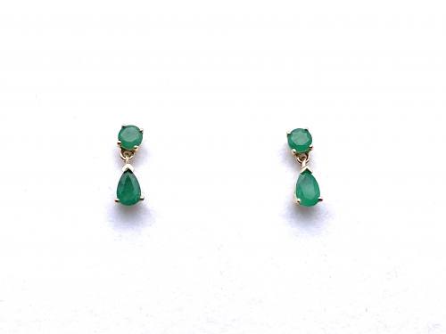 9ct Yellow Gold Emerald & Diamond Earrings