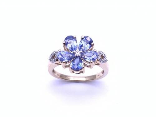 14ct Sapphire & Diamond Flower Ring