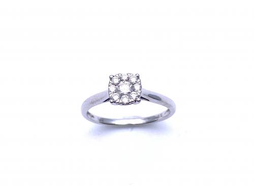 9ct White Gold Diamond Cluster Ring