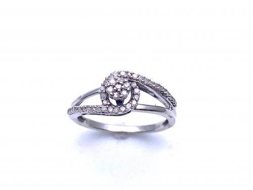 9ct White Gold Diamond Cluster Ring