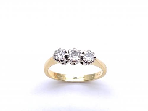 18ct Yellow Gold Diamond 3 Stone Ring