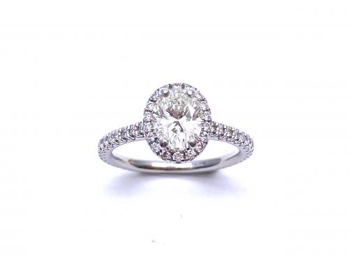 Platinum Oval Halo Diamond Ring