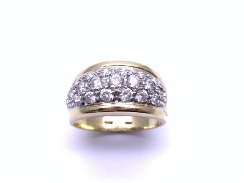 18ct Yellow Gold CZ Pave Dome Ring